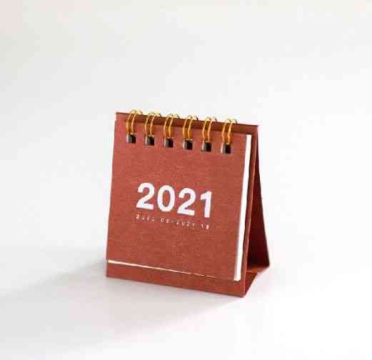 Agenda giornaliera 2021 in carta kraft, calendari mini coil da tavolo