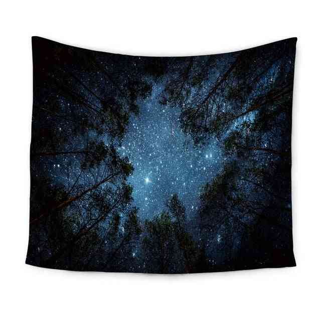 Beautiful Forest Starry Night And Night Sky Wall Tapestry