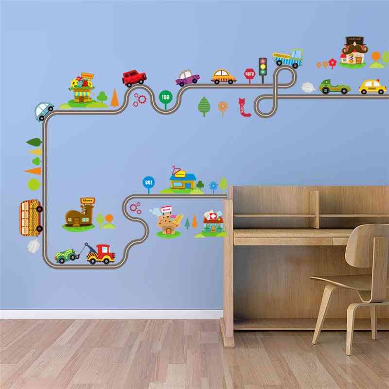 Diy Cartoon Cars Highway Track Wall Stickers Rooms