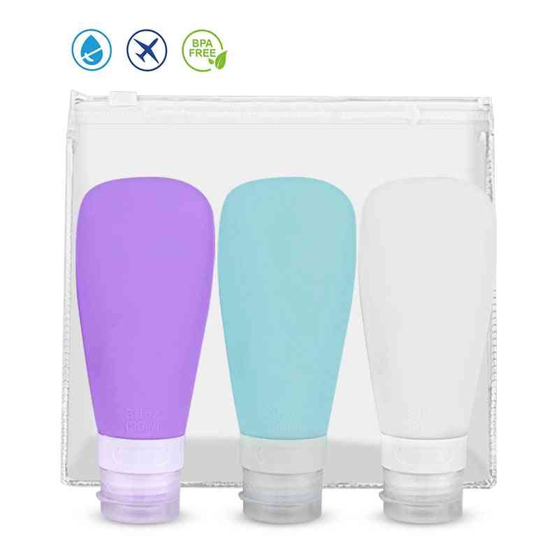 1 / 3kpl 60 / 90ml silikoni täytettävät kannettavat saippua-annostelijat ja shampoonpullo matkoille