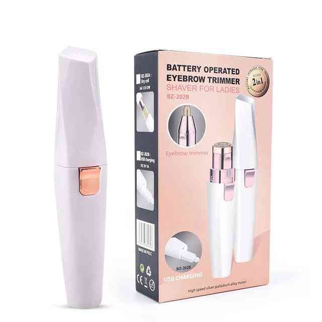 Elektryczny trymer do brwi / depilator 2 w 1 do depilacji kobiecego ciała, twarzy i górnych ust - wersja ładująca USB
