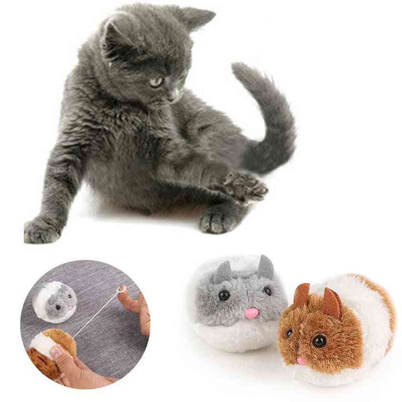 תנועה לנער חתול מצחיק ומצחיק, צעצועי פרווה קטיפה אינטראקטיבית עם עכבר