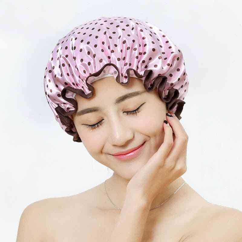 Cute Double Layer Waterproof Shower Hair Cover Thick Shower Caps