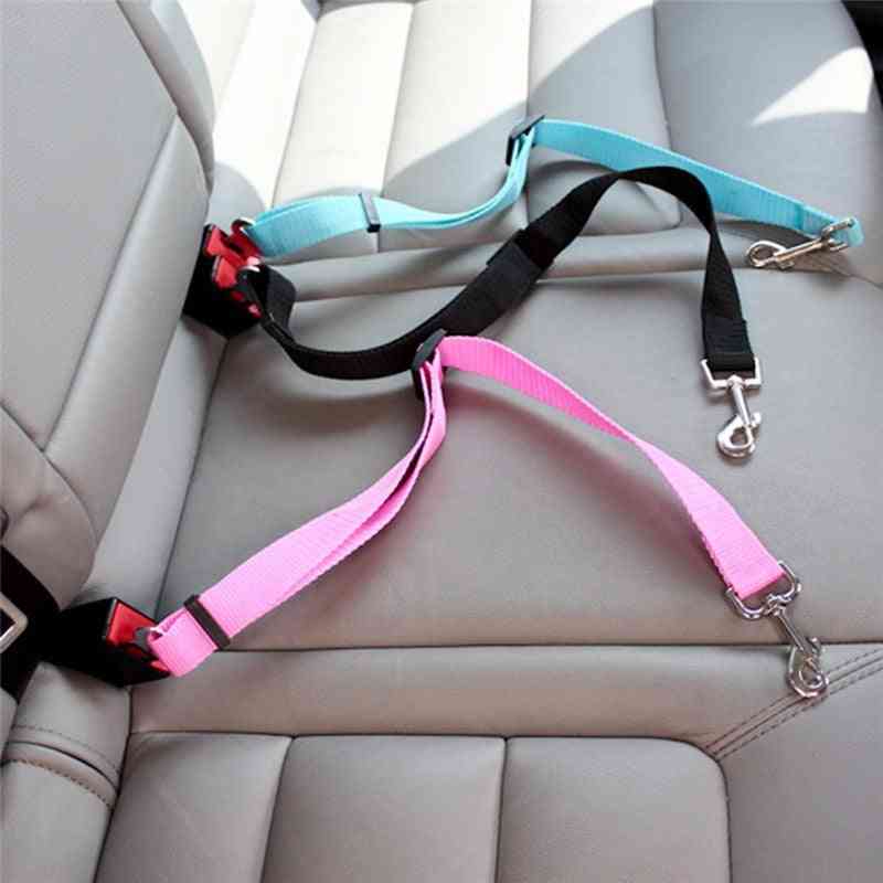 Protecteur de sécurité de ceinture de sécurité pour chien de longueur réglable pour le voyage - Collier de laisse pour animaux de compagnie Harnais de voiture solide