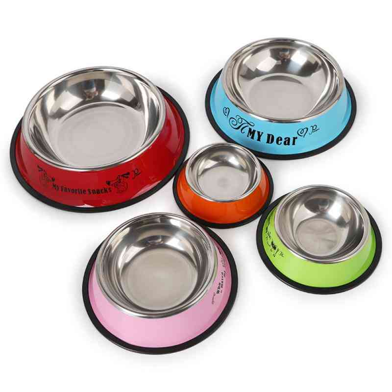 Stainless Steel Anti Skid Puppy Dog Cat Bowl For Water & Foods - Food Container
