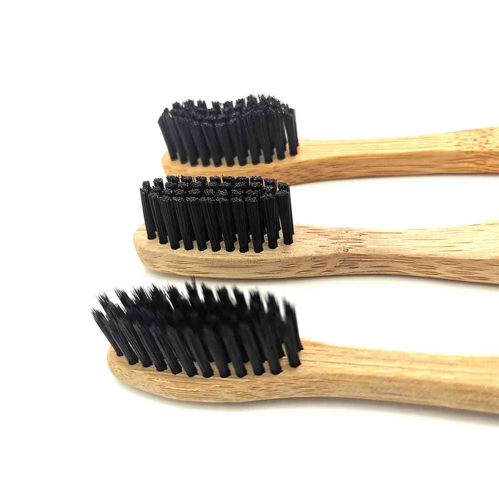 Bamboo Charcoal Biodegradable Toothbrush, Wave Shaped And Moderate Hardness
