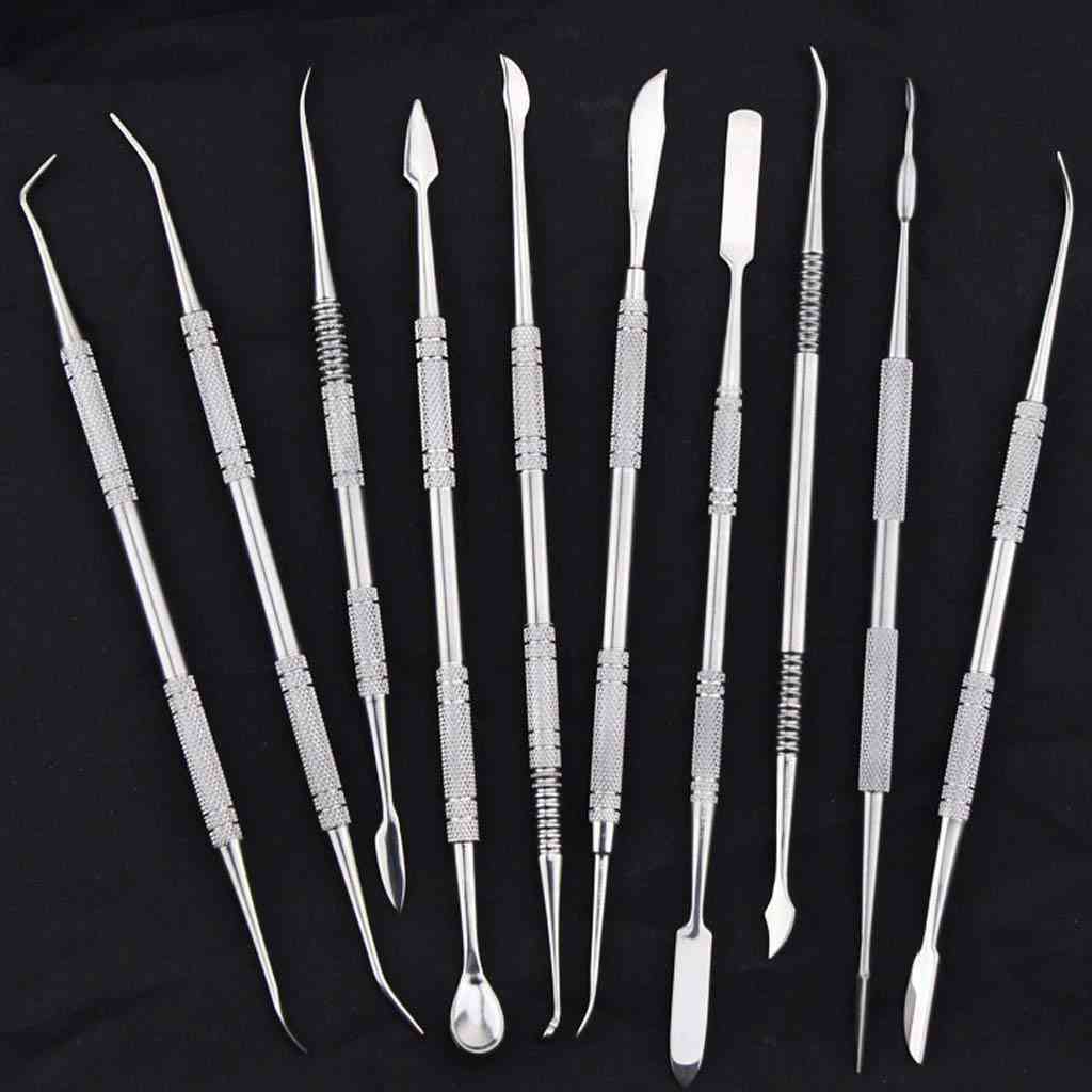 10 piezas de herramientas de escultura de cuchillo de arcilla de acero inoxidable para modelar artesanías de cerámica