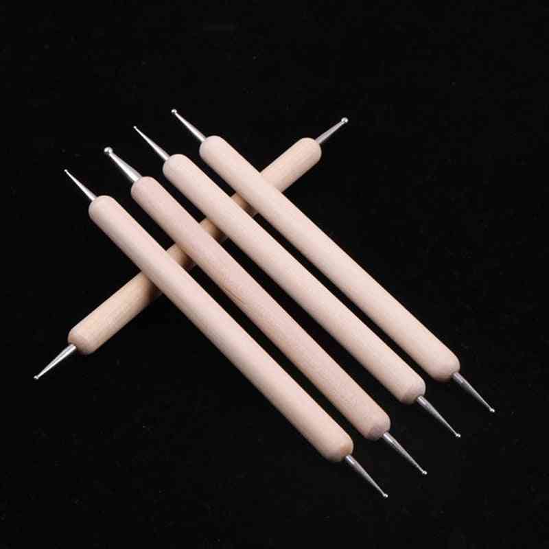 Stainless Steel Double Headed Modelling Ball Tools - Nail Drill Pens Manicure Pottery Clay Dotting Tools