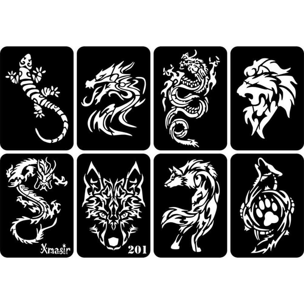 Temporary Hollow Out Tattoo Stickers  - Stencils Templates For Face Paint