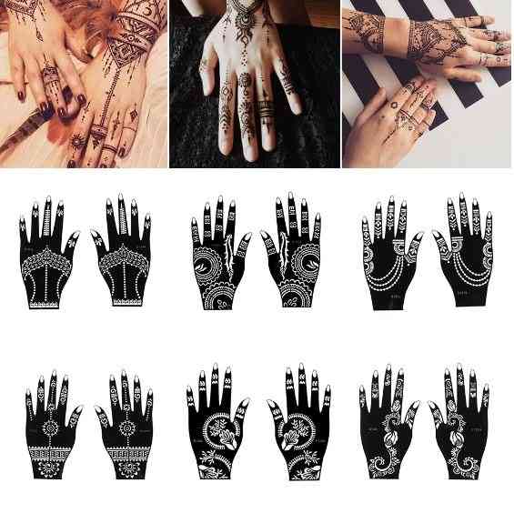 Fashion Diy Temporary Hand Tattoo, Body Art Sticker Template Stencils