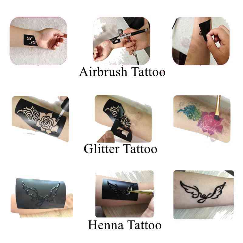 Modèle de dessin de pochoir de tatouage pour des paillettes d'aérographe ou un tatouage de petite fleur mignonne papillon dessin animé