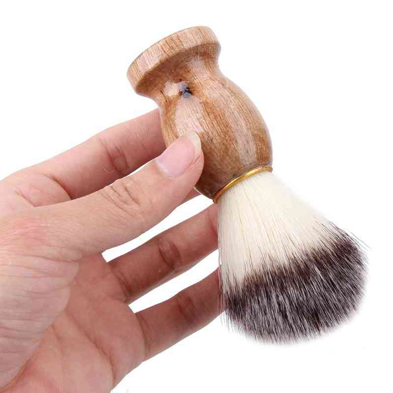 Men Shaving Brush Badger Hair Shave With Wooden Handle - Facial Beard Cleaning Appliance With High Quality Pro Salon Tool
