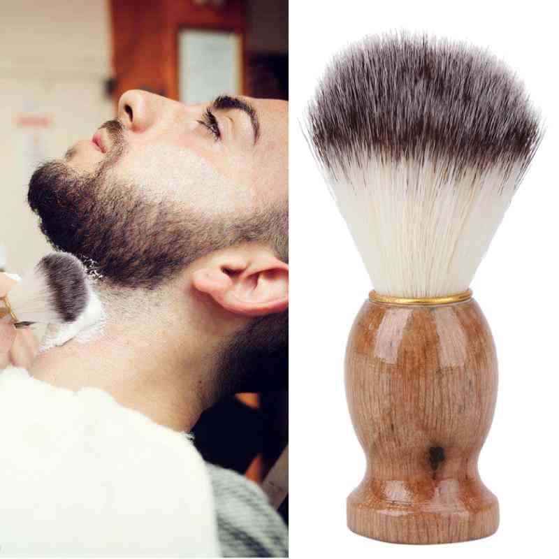 Män rakborste grävling hår rakning med trähandtag - ansiktsskägg rengöringsapparat med högkvalitativt pro salongverktyg -