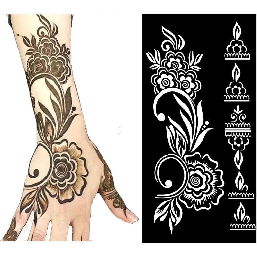 Drawing Templates Of  Mehndi-hollow  Stencils For Hand, Arm, And Leg