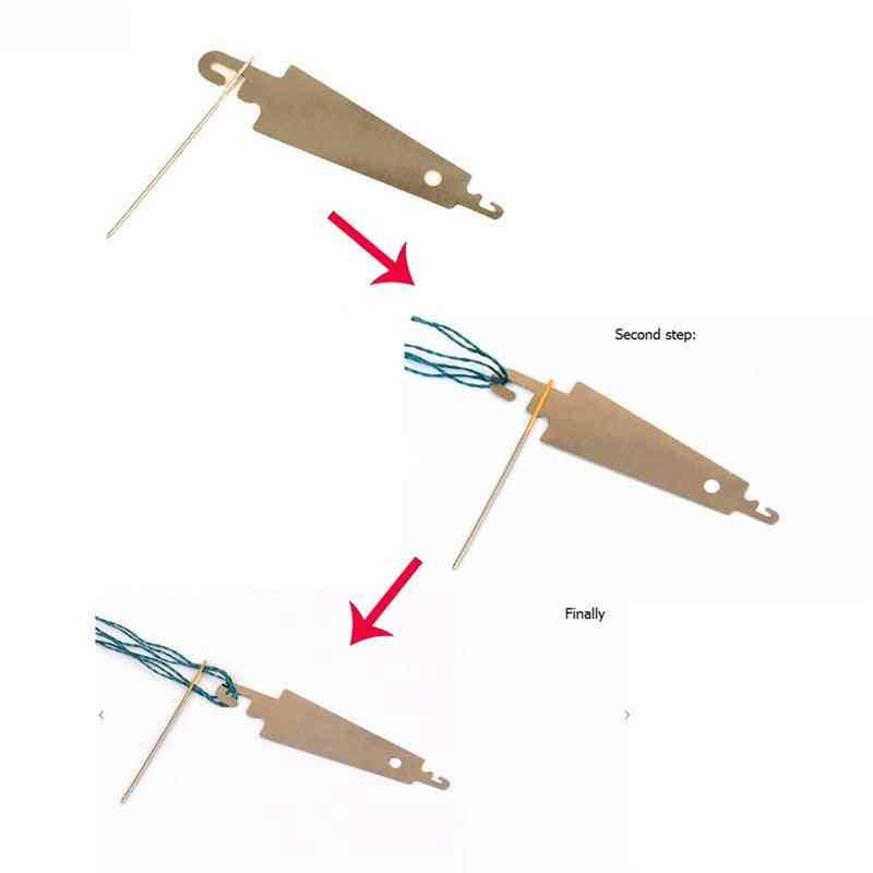 Cross Stitch Needles With Threader - Large Eye Sewing Needles With Threader Home Diy Sewing Tool