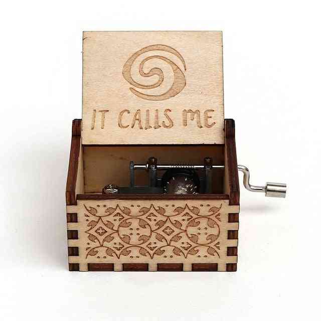 Moana Hand Crank Carved Wooden Music Box - Play The Theme Song Of Moana
