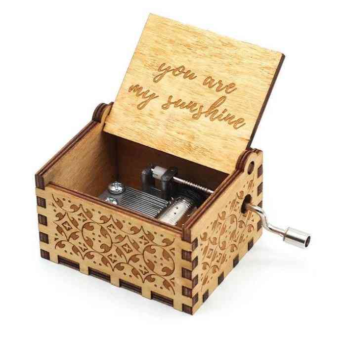 You Are My Sunshine-engraved, Hand Crank Wooden Music Box