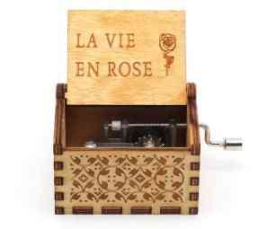 La vie en rose houten handbediende muziekdoos - la vie en rose