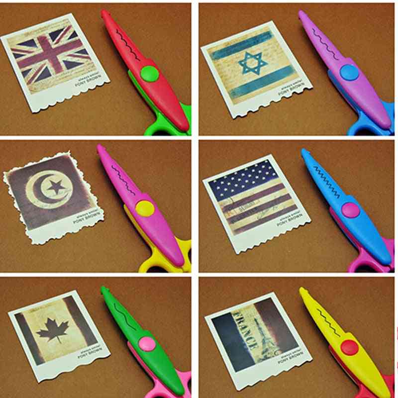Kids Paper Craft 6 Cutting Patterns Curved Edges Scissors - Diy Decorative Scissor For Scrapbooking