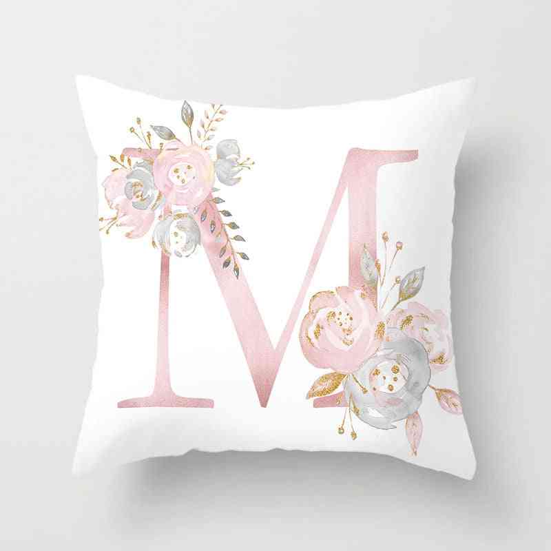 Pink Alphabet Letter Decorative Cushion Covers - Pillowcase For Sofa Cushion