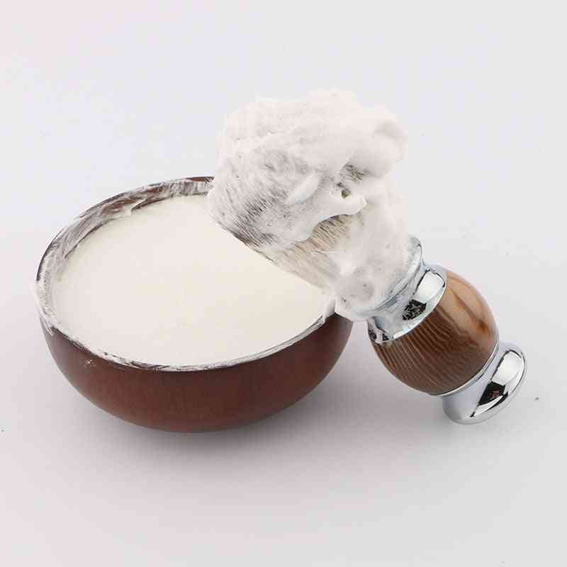 Mýdlo na holení z kozího mléka s miskou z přírodního dubu