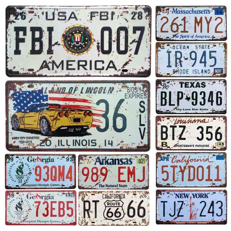 The United States Car Metal License Plate Vintage Home Decor