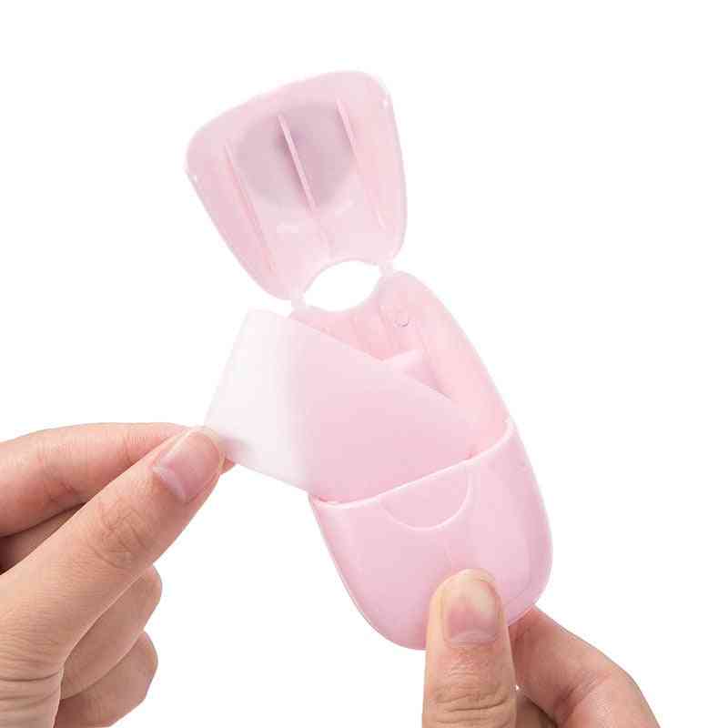 Mini carta saponetta portatile usa e getta per il lavaggio delle mani - fetta profumata per la pulizia di viaggio e carta da bagno per il bagno - rosa-50 pezzi