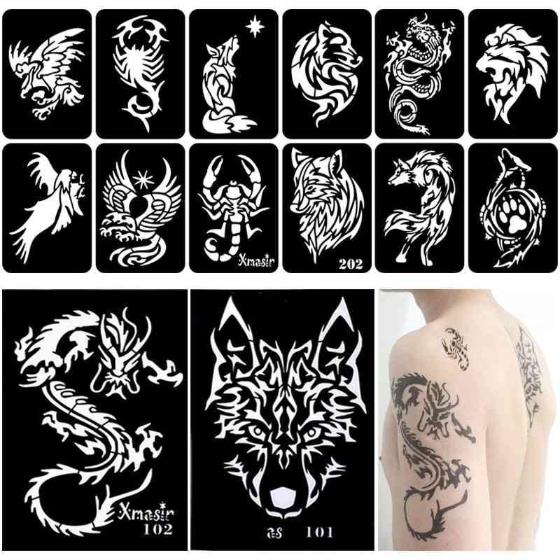 Dragon Tattoo Stencils Painting Template Arm Back Chest Airbrush Glitter Tattoo Sticker