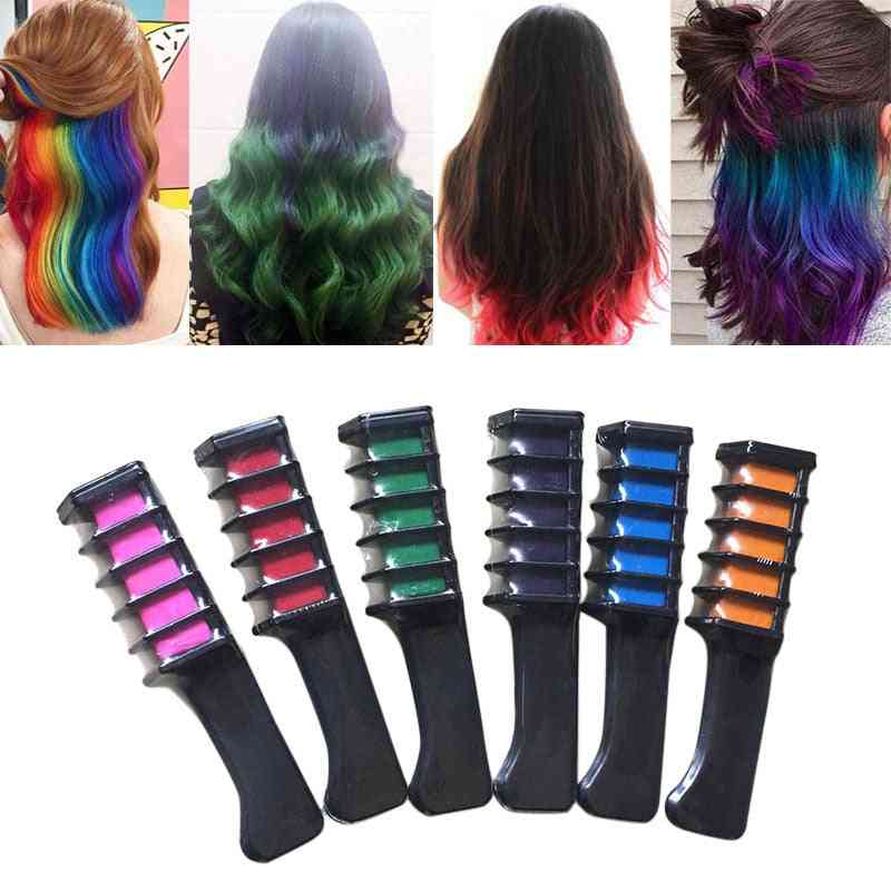 Temporary Hair Chalk Color And Comb Dye Kits - Disposable Cosplay Party Hairs Dyeing Tool Crayons For Home Salon