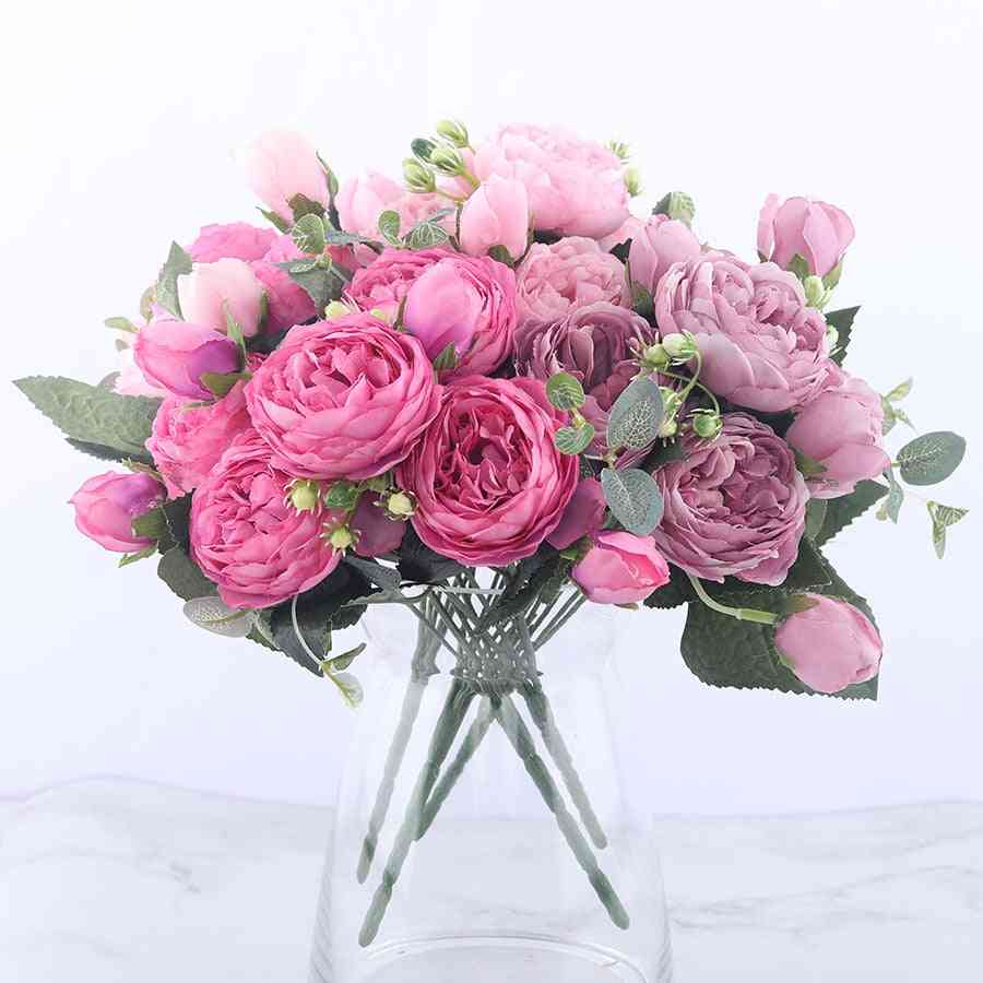 Silk Peony Artificial Flowers Bouquet For Home Wedding Decoration
