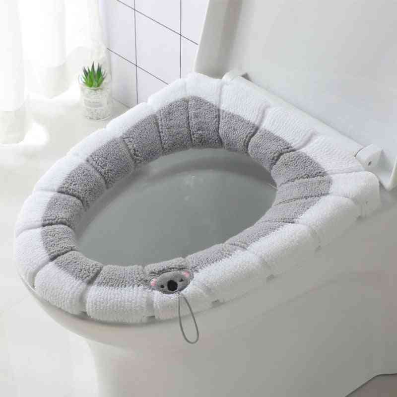 Winter Warmer Toilet Lid Cover - Soft Plush, O Shape Cushion For Bathroom