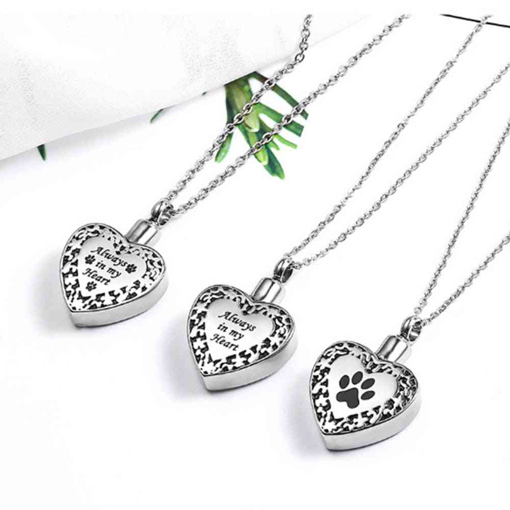 Dog/cat Paw Jewelry Pet Ashes Holder - Memorial Urn Necklace For Keepsake Pendant