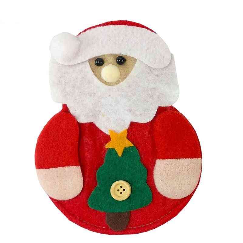 8 piezas decoraciones navideñas muñeco de nieve, santa claus y renos cocina, bolsa de cubiertos para vajilla