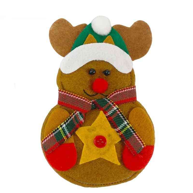 8db karácsonyi dekoráció hóember, Mikulás és rénszarvas konyha, étkészlet tartó evőeszköz táska