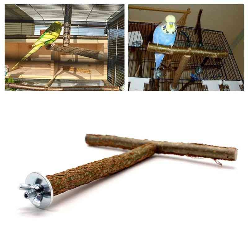 Papugi Stojak na ptaki Bar, gryzaki papugi zabawki do żucia huśtawka wspornik dla zwierząt drewniany odpoczynek żerdzie akcesoria do klatek dla ptaków -