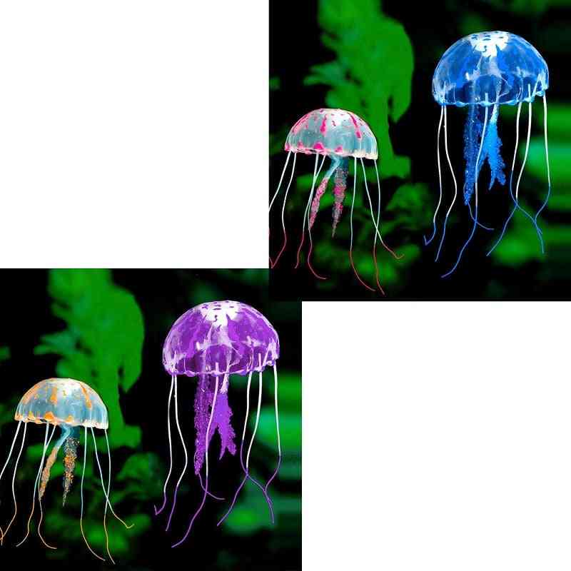 Swim Glowing Effect Artificial Jellyfish Aquarium Decoration Fish Tank, Underwater Live Plant Luminous Ornament Aquatic Landscape