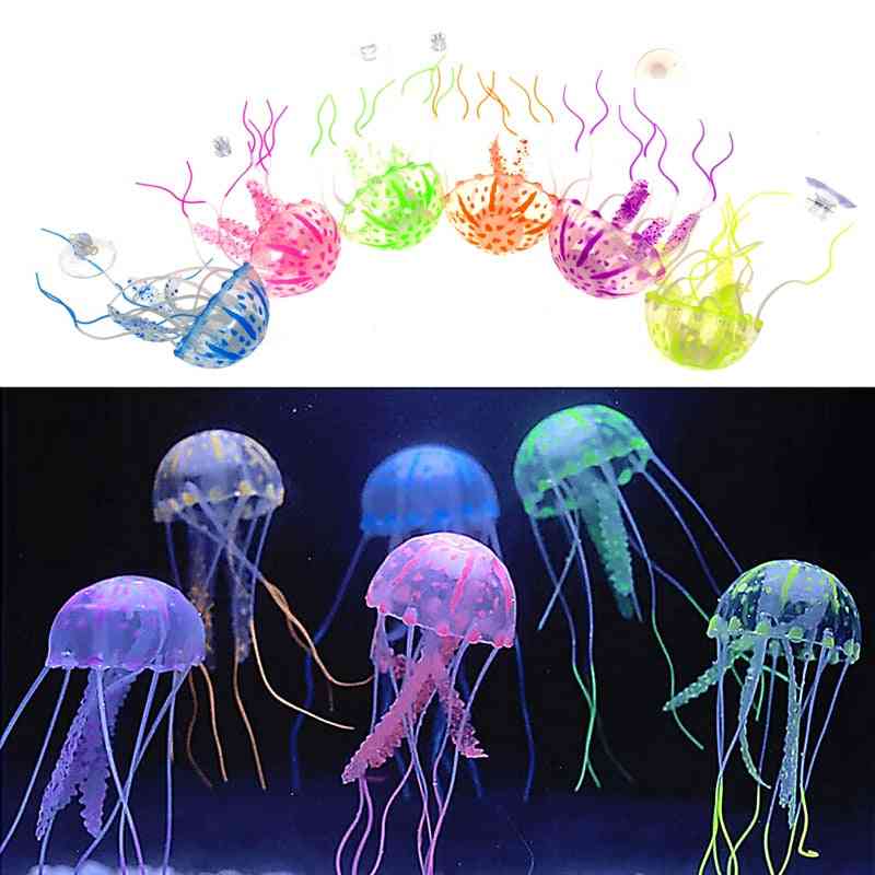 Pływać efekt świecący sztuczna meduza dekoracja akwarium akwarium, podwodna roślina na żywo świecący ornament krajobraz wodny - zielony / m