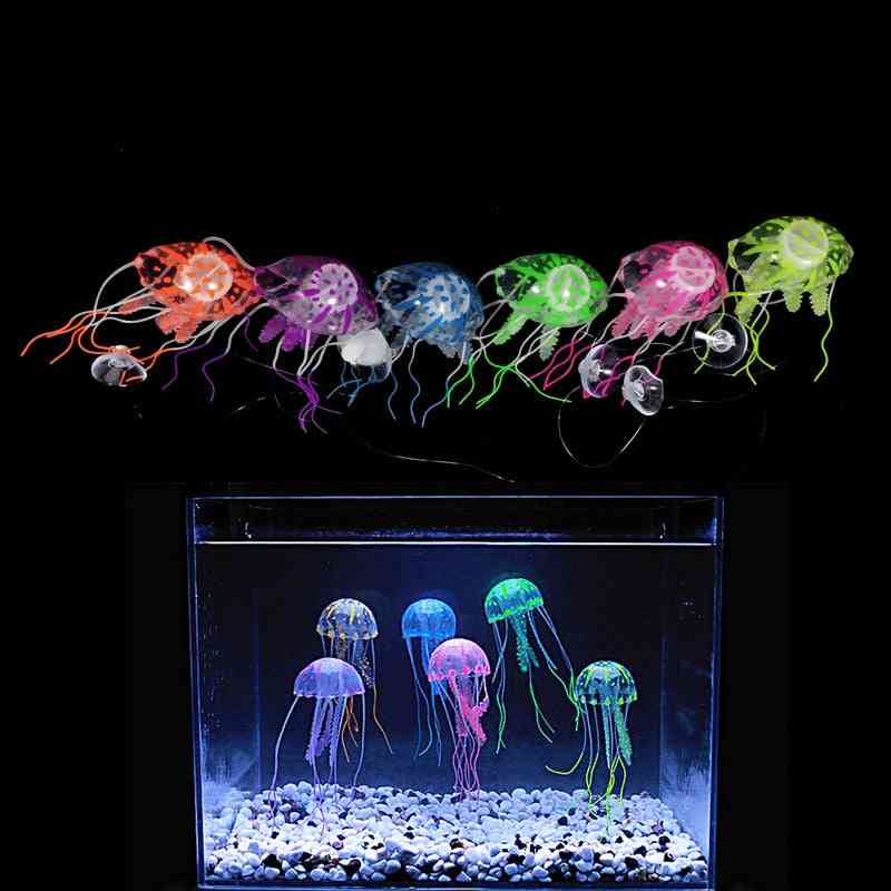 Swim Glowing Effect Artificial Jellyfish Aquarium Decoration Fish Tank, Underwater Live Plant Luminous Ornament Aquatic Landscape