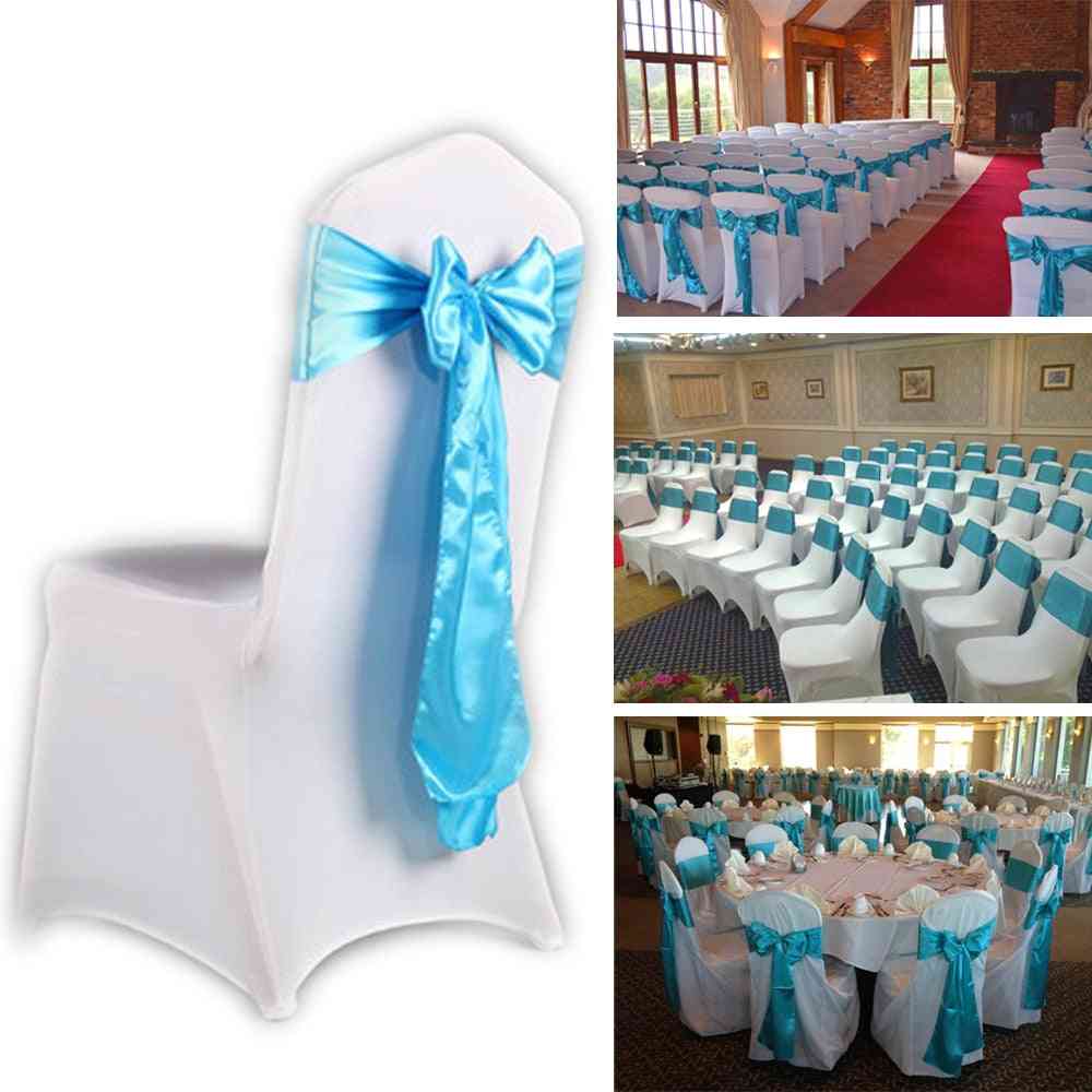 Fasce con nodo in tessuto satinato copri fiocco per sedie da matrimonio, decorazioni per feste per banchetti