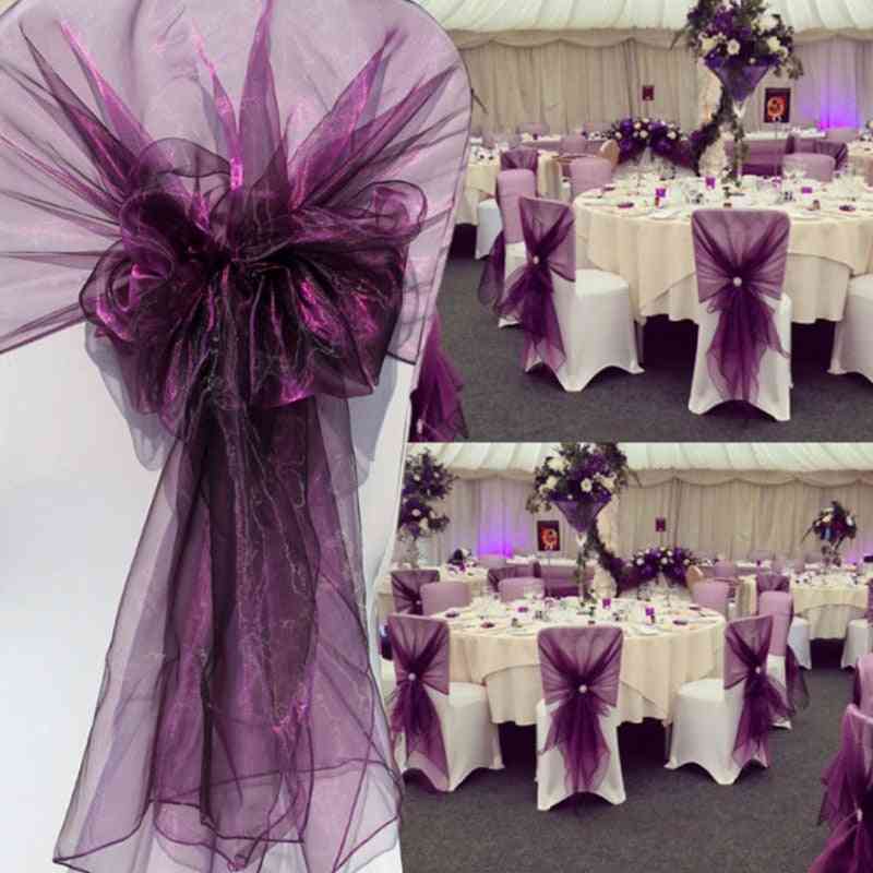Organza Chair Sash-knot Bow Tie Design For Decorations