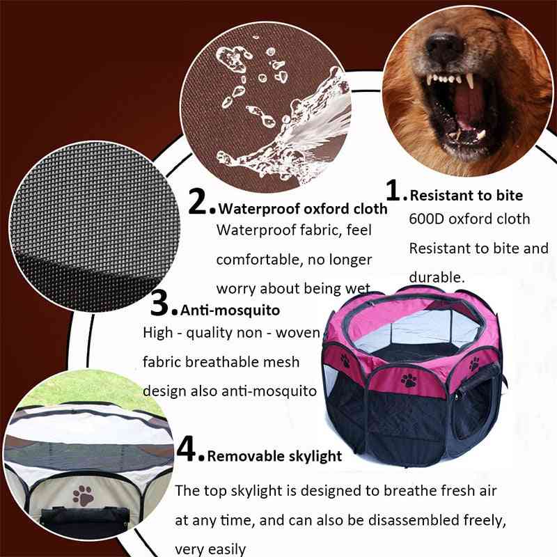 Dog Playpen Tent Crate Room Foldable Puppy Exercise Cat Cage Waterproof Outdoor Two Door Mesh Shade Cover Nest Kennel