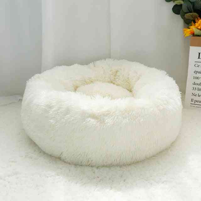 Cojín / cama redonda de lana cálida para perros pequeños / medianos / grandes, felpa larga para gatos, alfombra para perros / perreras / cachorros de invierno