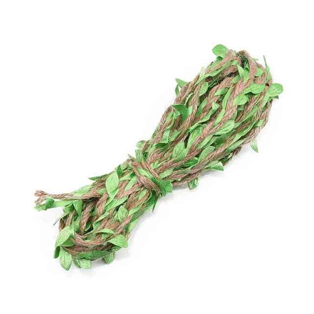 Simulazione foglie verdi tessitura corda di canapa per la decorazione di compleanno di nozze