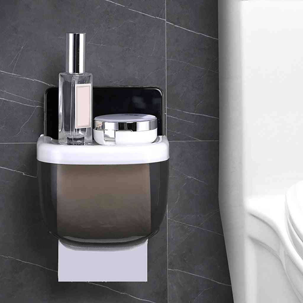 Portable, Wall Mounted And Waterproof Toilet Paper Holder With Storage Shelf
