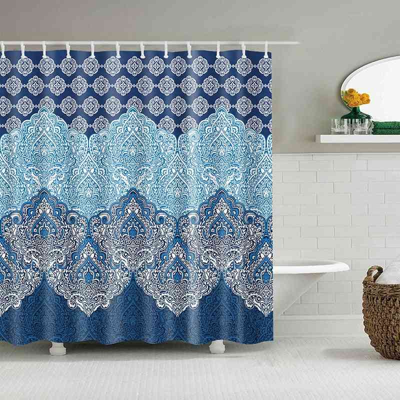 Mandala Flower Printed-polyester Fabric Shower Curtains With Hooks