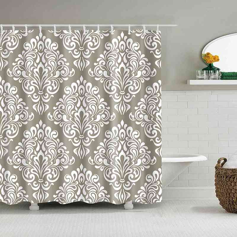 Cortina de ducha impermeable mandala flor impresa cortina de baño tela de poliéster geométrica decoración de baño cortinas con ganchos