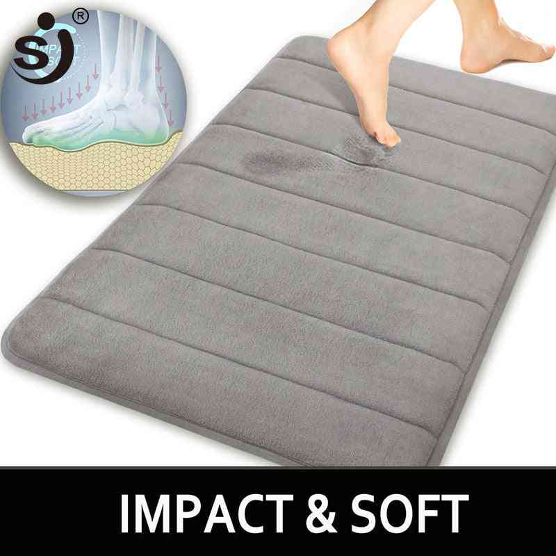 Water Absorption Shaggy Memory Foam Rug, Bathroom Mat, Carpet For Toilet