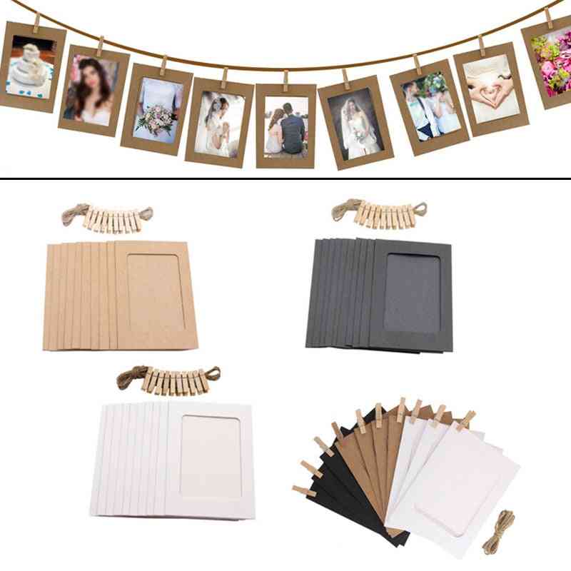 Diy Photo Frame Wooden Clip Paper Picture Holder 10pcs Wall Decoration For Christmas, Wedding, Graduation Party Photo Booth Props