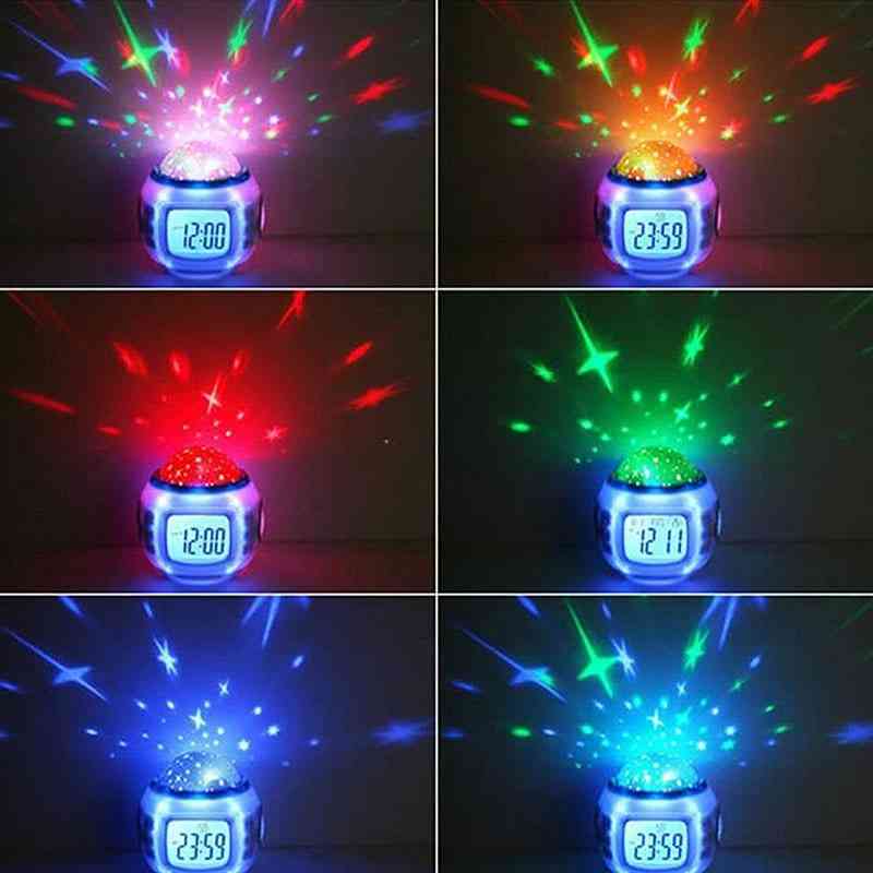 Digitálny budík so 7 farebnými LED zmenami, nočné svetlo
