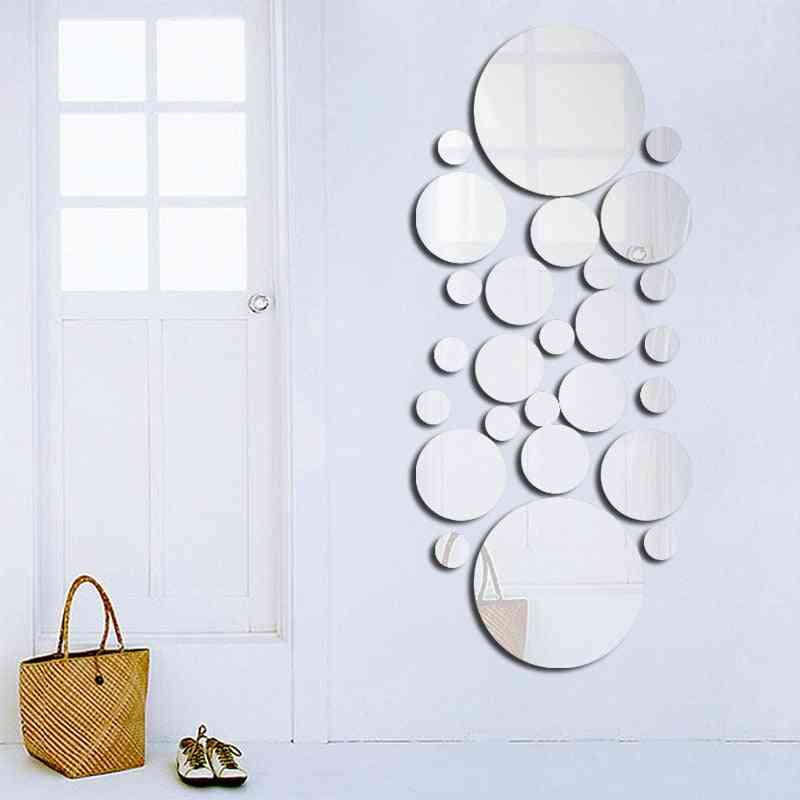 Geometric Circle 3d Stereo Removable Mirror Wall Sticker Home Background Decoration